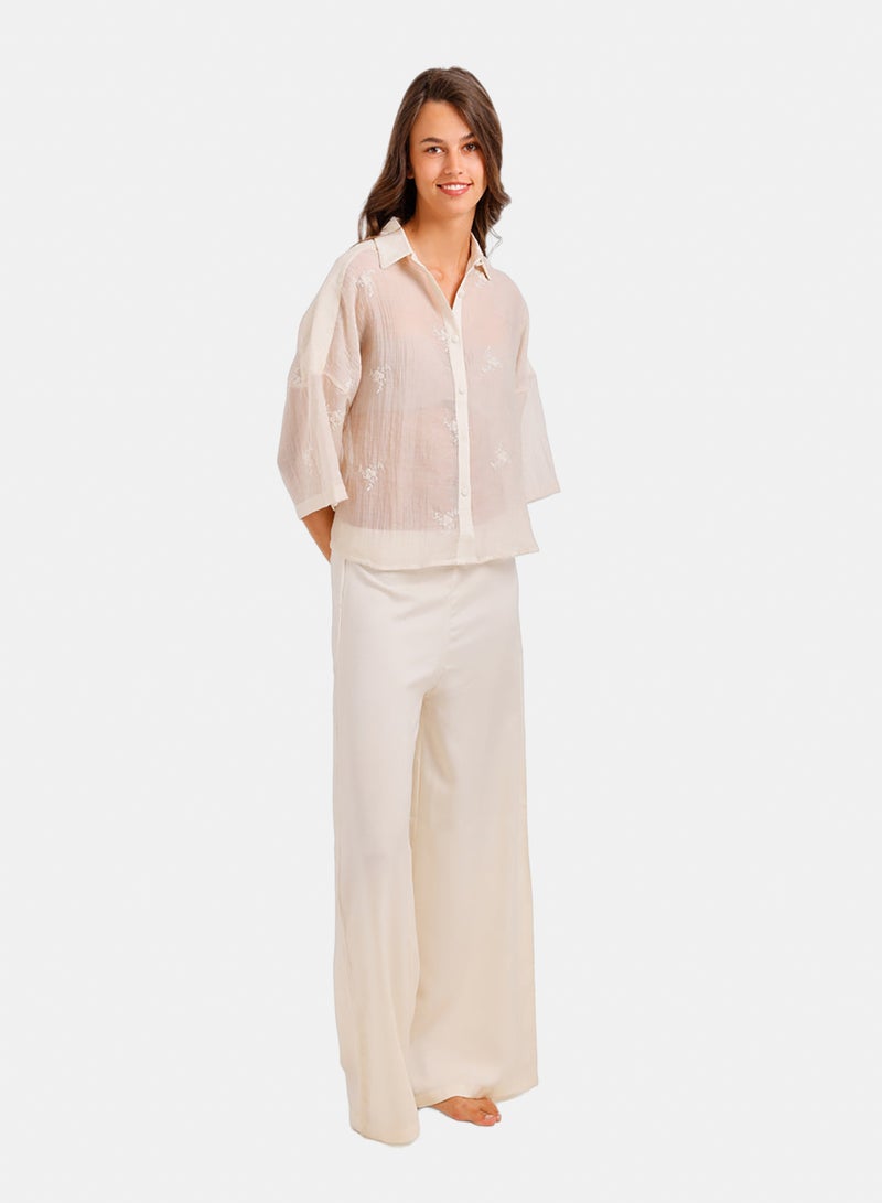 Carina Embroidered Wide-Leg Pyjama - Image 2