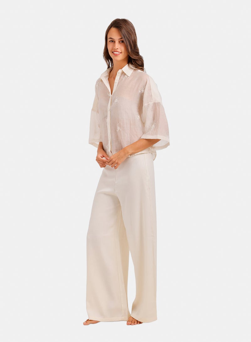Carina Embroidered Wide-Leg Pyjama - Image 3