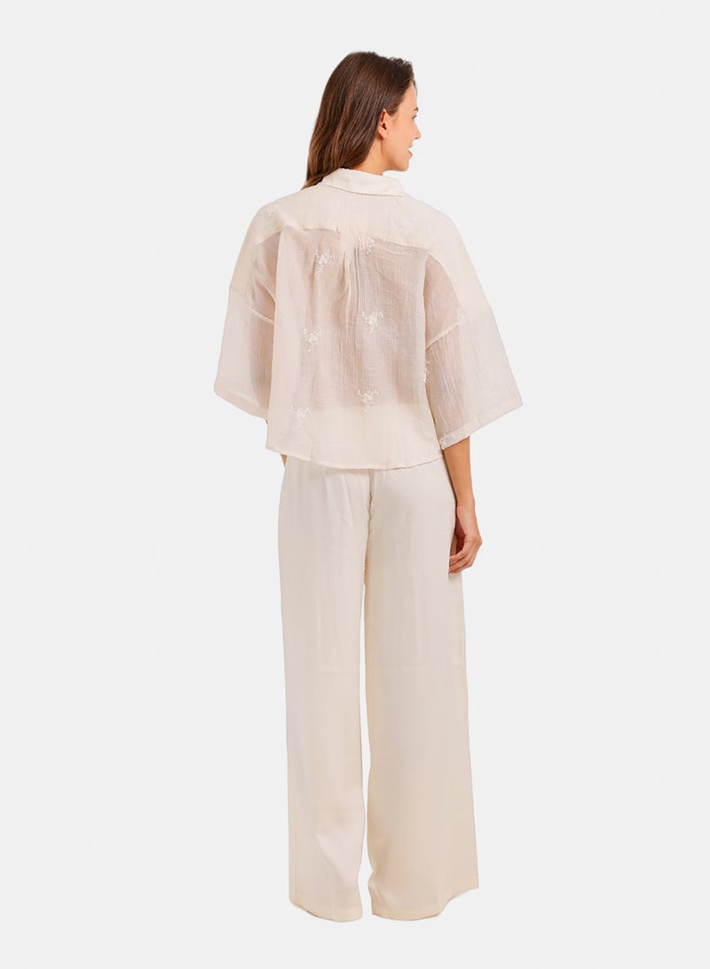 Carina Embroidered Wide-Leg Pyjama - Image 4
