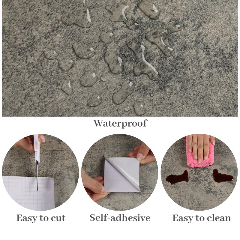 VaryPaper 32''x118'' Cracked Concrete Wallpaper Peel and Stick Grey Textured Wallpaper Cement Contact Paper Self Adhesive Waterproof Thick Concrete Wall Paper Roll for Bedroom Countertops Fireplace - Image 5