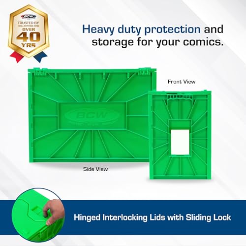 BCW Short Comic Book Bin | Holds 150 Comics | Stackable Plastic Storage | Acid-Free Organizer | Green, Single - Image 2