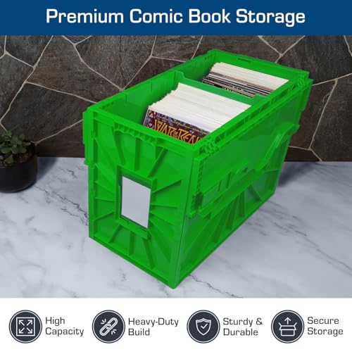 BCW Short Comic Book Bin | Holds 150 Comics | Stackable Plastic Storage | Acid-Free Organizer | Green, Single - Image 5
