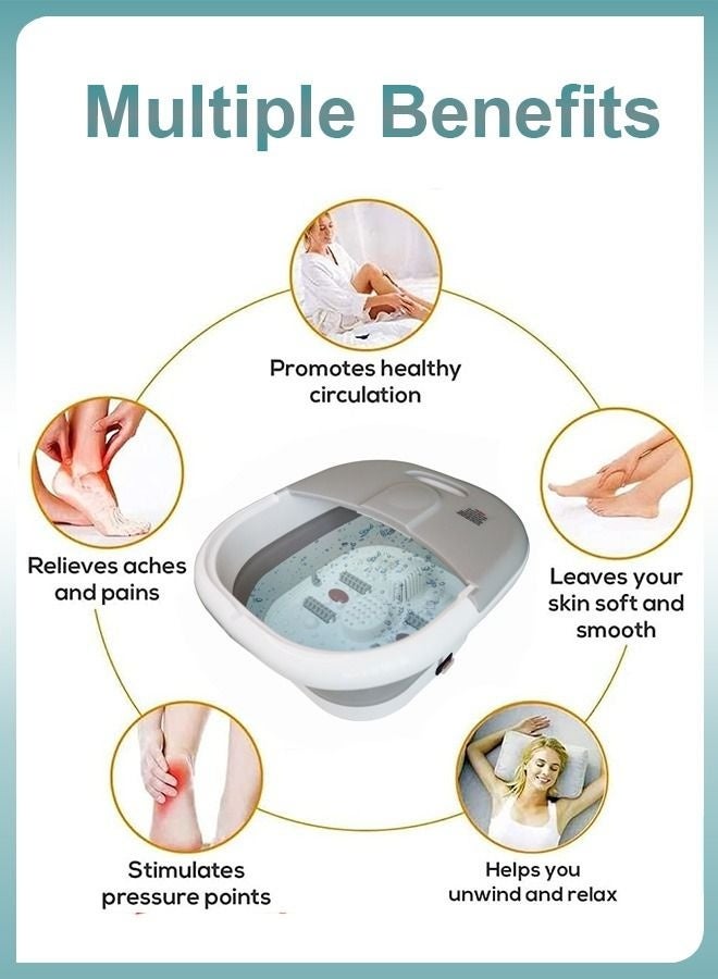 دي بلو Foldable Electric Foot Spa Bath with Heating, Bubbles & Shiatsu Massage Rollers – Pedicure Tub Basin for Fatigue Relief & Stress, Portable Collapsible Mini Foot Bath for Home Use - Image 3