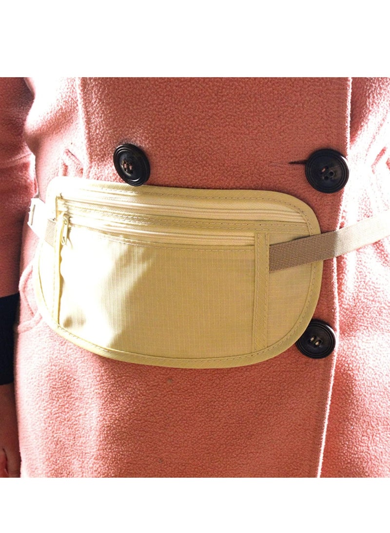 2 Pcs Concealed Money Belt, Anti-Theft Security Waist Bag, Adjustable Elastic Belt, Waterproof Travel Bag, for Cell Phone, Cash, Suitable for Traveling, Running, Hiking (Beige, Black)  - Image 5