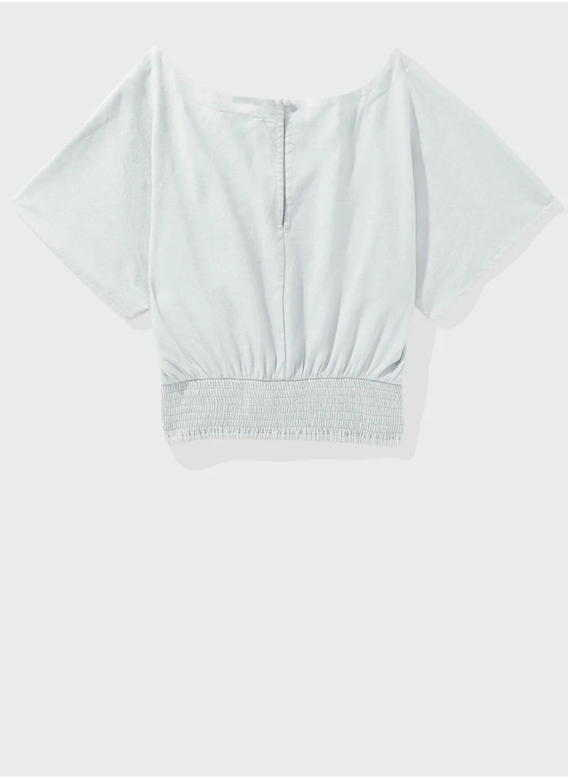American Eagle Flared Sleeve Ruched Top