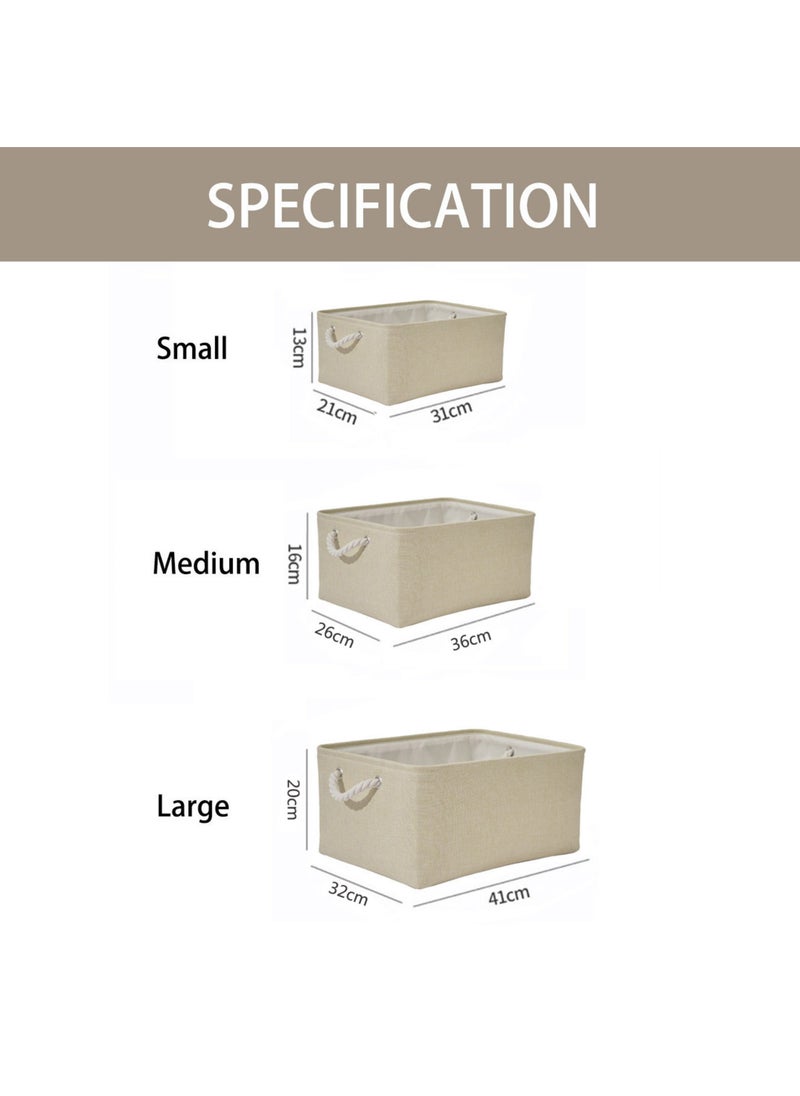 FASHION HOME 2PCS Storage Bins with Sturdy Cotton Handles Fabric Baskets for Organizing Closet Boxes  - Image 5