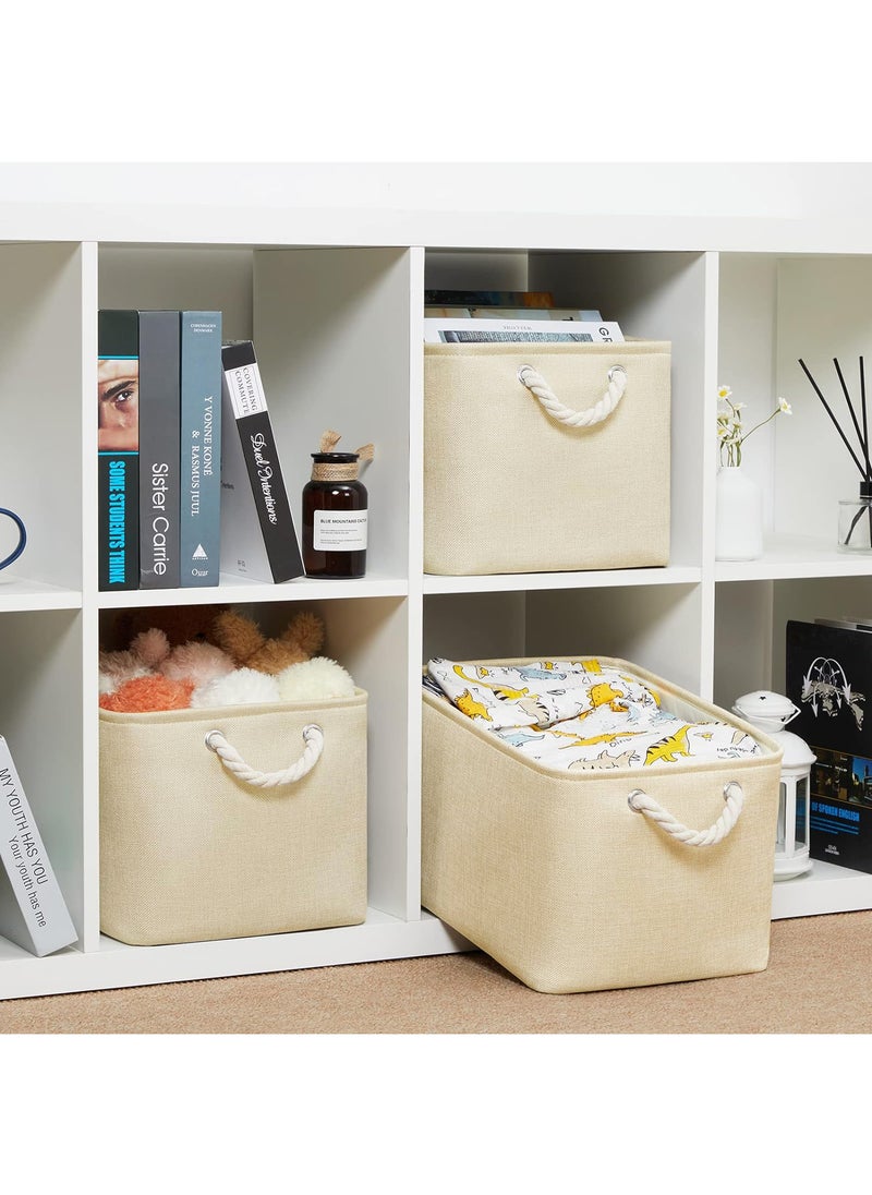 FASHION HOME 2PCS Storage Bins with Sturdy Cotton Handles Fabric Baskets for Organizing Closet Boxes  - Image 2
