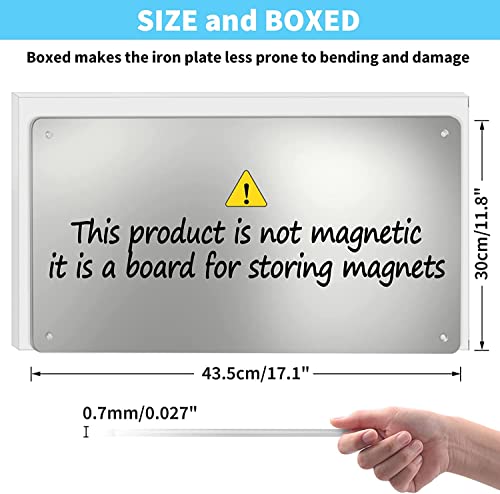 Bonnary 2Pack Magnetic Board,17.1" x 11.8" Magnet Display,for Magnets and Bulletin Board,Suitable for Wall, Refrigerator, Compartment, Cabinet etc,Comes with Dual Lock Tape for Easy Hanging (Silver) - Image 2