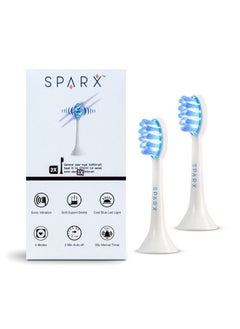 sparx Parx Toothbrush Replacement Heads Brush Heads With Blue Light Therapy For Gum Care Replacement Brush Heads White 2 Pack…  - Image 2