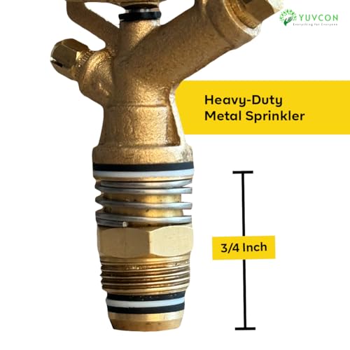 YUVCON Brass Sprinkler, Water Sprinkler for Gardening, Agriculture & Irrigation, 360 Degree Rotation, 3/4 inch, 20 feet Radius Range, Heavy-Duty Metal Sprinkler - Image 3