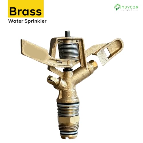 YUVCON Brass Sprinkler, Water Sprinkler for Gardening, Agriculture & Irrigation, 360 Degree Rotation, 3/4 inch, 20 feet Radius Range, Heavy-Duty Metal Sprinkler - Image 2