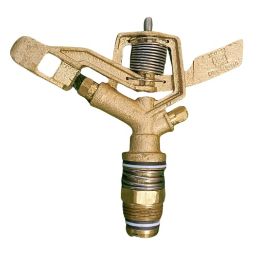 YUVCON Brass Sprinkler, Water Sprinkler for Gardening, Agriculture & Irrigation, 360 Degree Rotation, 3/4 inch, 20 feet Radius Range, Heavy-Duty Metal Sprinkler - Image 1