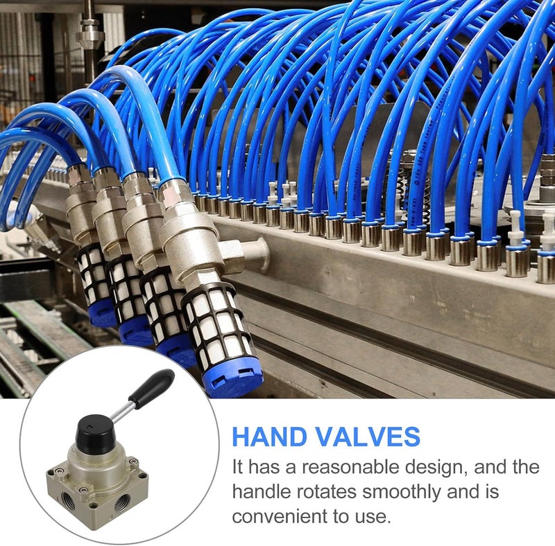 VOSAREA 3 Position 4 Way Aluminum Alloy Air Pneumatic Lever Hand Valve Rotary Flow Control Valve for Industrial Pneumatic Systems - Image 3