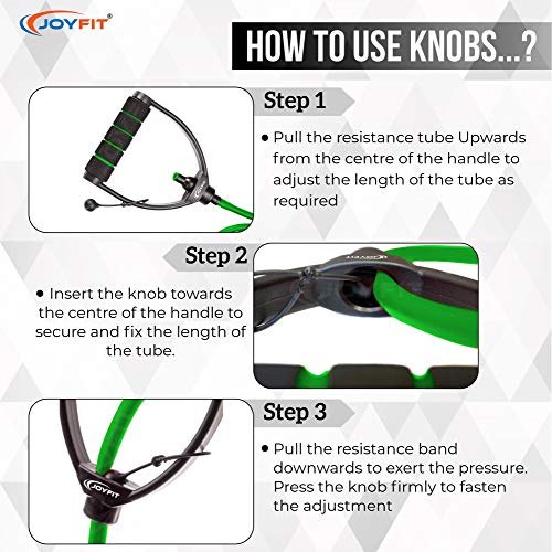 JoyFit Resistance Tube-for Home Workout, Strength Training, Crossfit, Pilates. with Adjustable knob for Workout with Door Anchor & Workout Chart Resistance Band for Men and Women [1pc] (Green) - Image 5