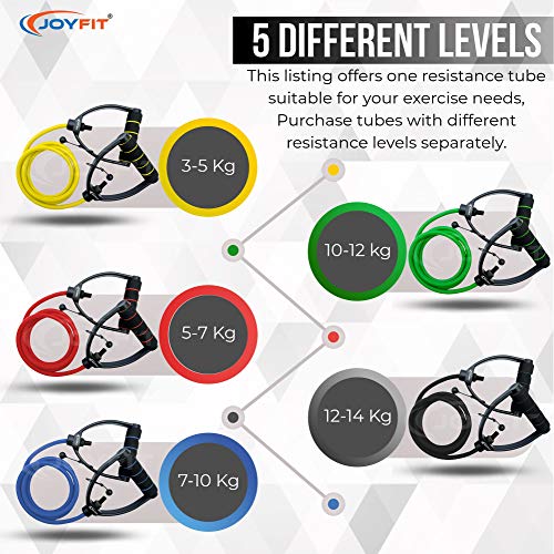 JoyFit Resistance Tube-for Home Workout, Strength Training, Crossfit, Pilates. with Adjustable knob for Workout with Door Anchor & Workout Chart Resistance Band for Men and Women [1pc] (Green) - Image 3