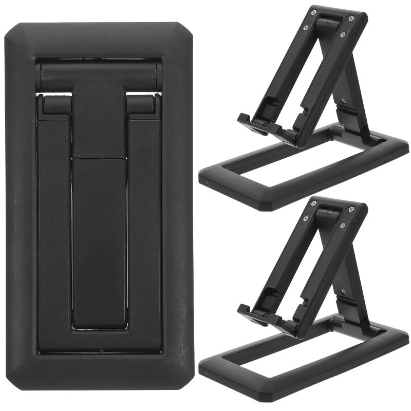 3 Pcs Foldable Desktop Phone Stand Set For Mobile Phones Black For Streaming Office - Image 2