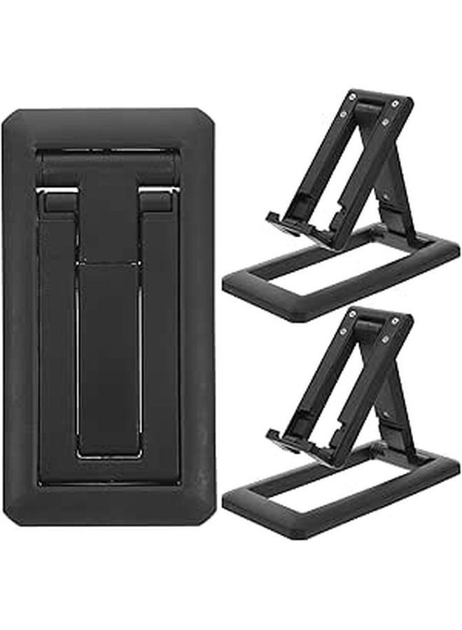 3 Pcs Foldable Desktop Phone Stand Set For Mobile Phones Black For Streaming Office - Image 1