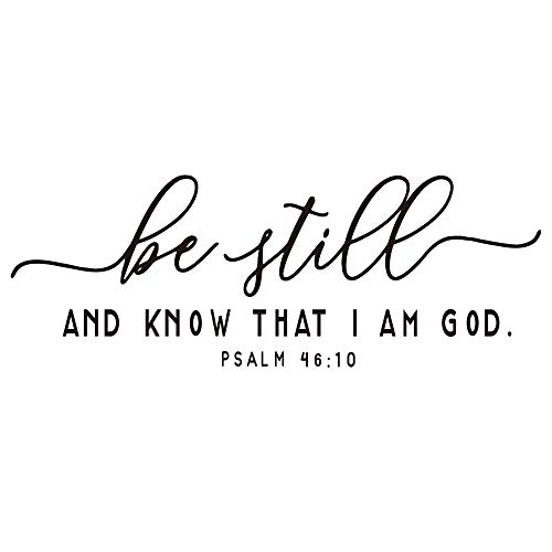 MOVANKRO Be Still and Know That I AM GOD - Psalm 46:10 - Bible Verse Wall Decal Scripture Quotes Décor Religious Inspirational Words Art Handwriting Stickers Carved Pure Black Vinyl Separated Letters - Image 1
