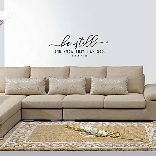 MOVANKRO Be Still and Know That I AM GOD - Psalm 46:10 - Bible Verse Wall Decal Scripture Quotes Décor Religious Inspirational Words Art Handwriting Stickers Carved Pure Black Vinyl Separated Letters - Image 4