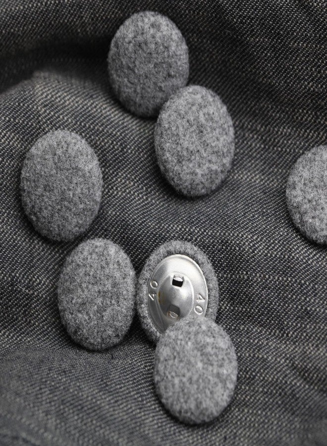 MASONEE 10PCS Fabric Cloth Covered Buttons with Metal Shank - Suits, Gowns, Blouses, Tuxedo, Sweaters - Grey, 20mm - Image 4