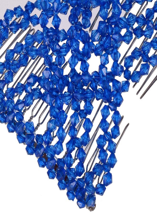 Lovef Easy Magic Hair Beauty Decoration Comb Pearl Stretchy Beaded Hairpin Bow Double Combs Lady in Assorted Color (Blue) - Image 5