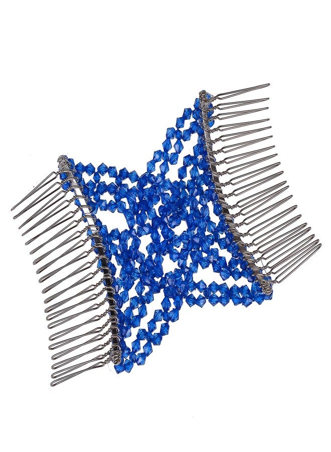 Lovef Easy Magic Hair Beauty Decoration Comb Pearl Stretchy Beaded Hairpin Bow Double Combs Lady in Assorted Color (Blue) - Image 4