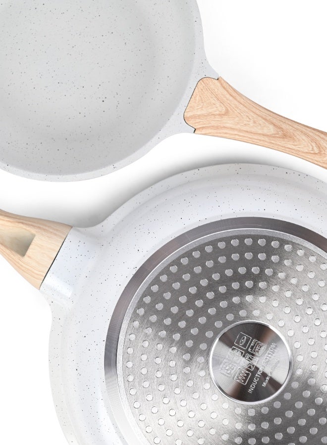 Noon East 3-Piece Frying Pan Set – Made of High-Quality Aluminum – Granite Non-Stick Coating – Wooden Handle – Multiple Sizes: 20 cm, 24 cm, and 28 cm - Image 5