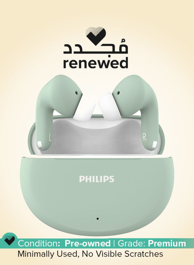 Philips Renewed - TAT1269 Bluetooth Truly Wireless in Ear Earbuds with mic, 13mm Drivers, BT 5.4, 40H Playtime, IPX5, Fast Charging, Touch Controls, Voice Assistant, Mono Mode, LED Indicator (Bright White) WHITE - Image 1