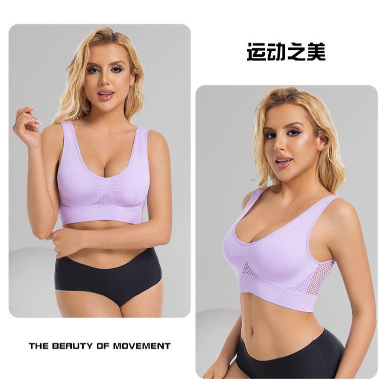 Sportbra Grid Hollow Breathable Sports Bra Plus Size Yoga Running Sports Underwear For Women - Image 3
