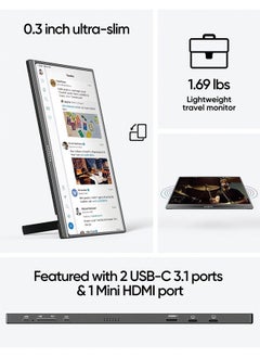 Generic 17.3" Portable Monitor, 1080P FHD 103% sRGB IPS Gaming Monitor Laptop Monitor with Built-in Kickstand HDMI USB C External Screen for PC Mac Phone Xbox Switch PS5 - A1M  - Image 3