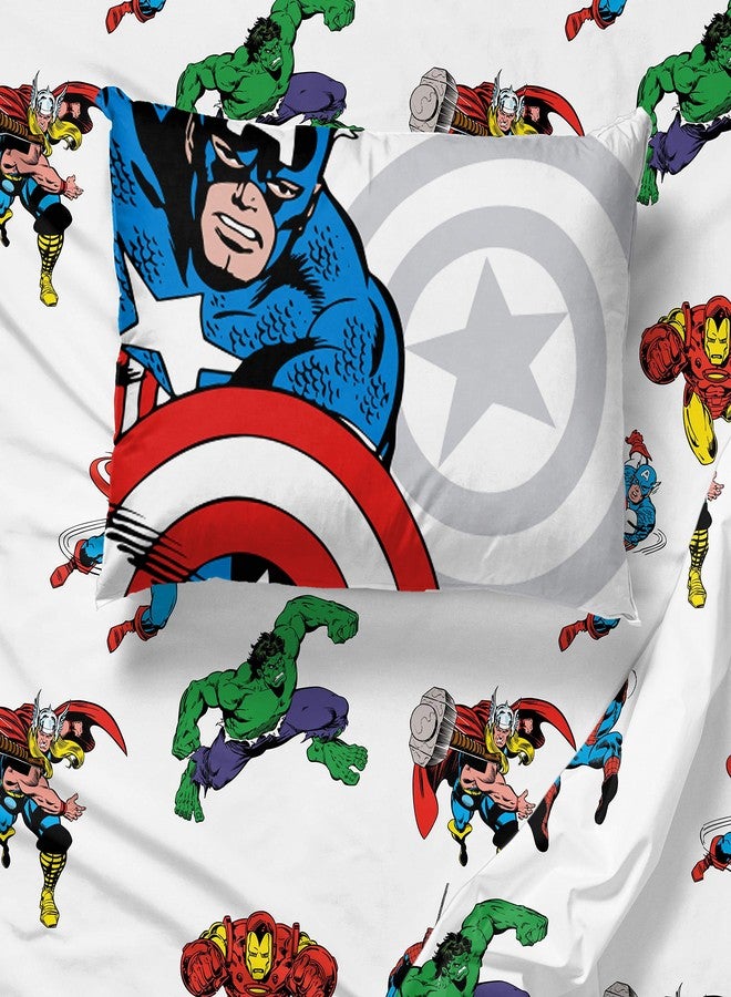 Jay Franco Kids Sheet Cartoon Set with Fitted, Flat Sheets & Pillow Cover - Ultra-Soft Bedding with Pillowcase for Room Decor, White - Avengers, 3 Piece Twin - Image 5