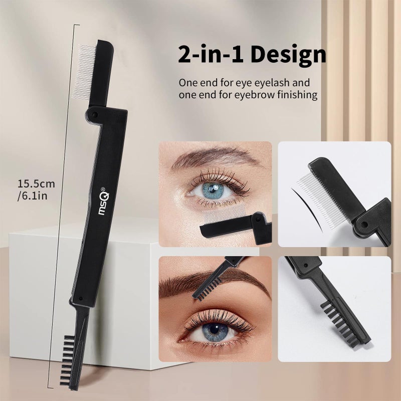 MSQ Eyelash Comb MSQ Eyelash Separator Folding Eyelash Comb Brow Brush Mascara Applicator Eyelash & Brow Definer Eyebrow & Lash Brush Eyebrow Grooming Tool - Image 2