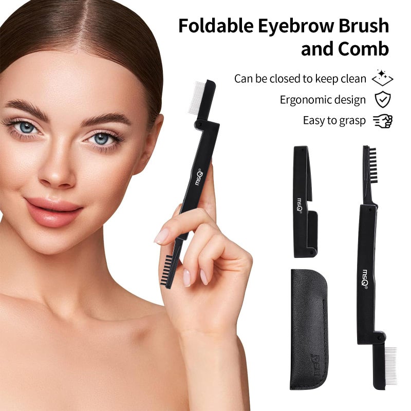 MSQ Eyelash Comb MSQ Eyelash Separator Folding Eyelash Comb Brow Brush Mascara Applicator Eyelash & Brow Definer Eyebrow & Lash Brush Eyebrow Grooming Tool - Image 5