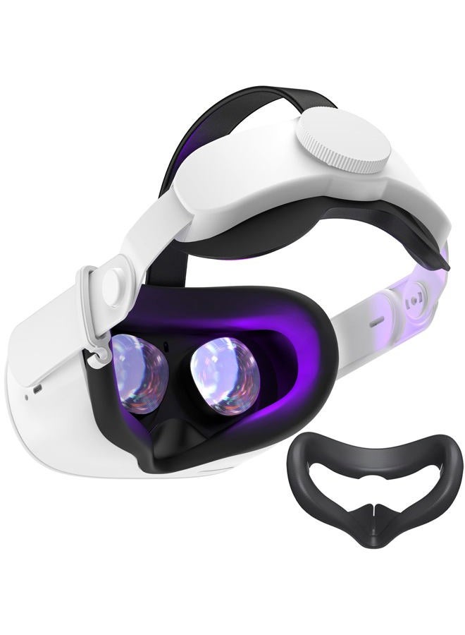 SUPERUS Head Strap & Silicone Face Cover Pad Compatible with Oculus/Meta Quest 2 Accessories, Enhanced Comfort, and Keep Your VR Headset Sweat-Free (Black) - Image 1