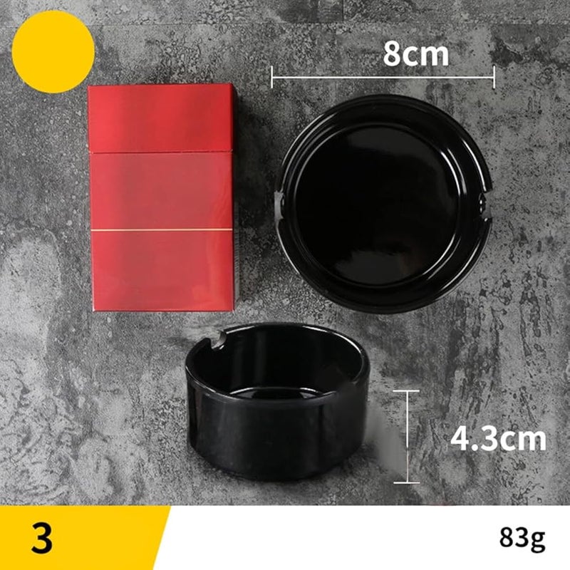 Black Round Heat Resistant Imitation Porcelain Ashtray for Indoor Outdoor Use - Image 3