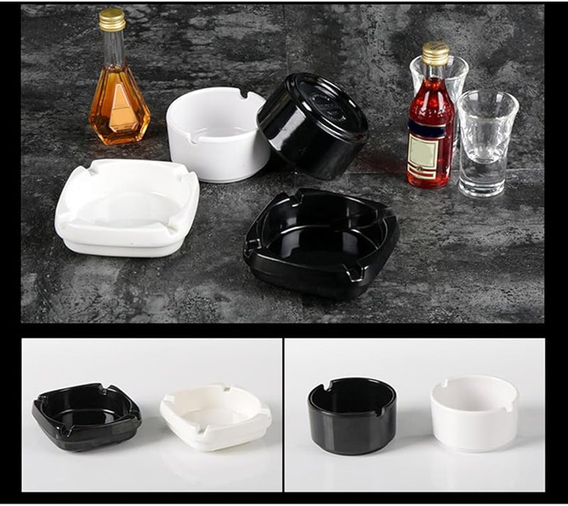 Black Round Heat Resistant Imitation Porcelain Ashtray for Indoor Outdoor Use - Image 5