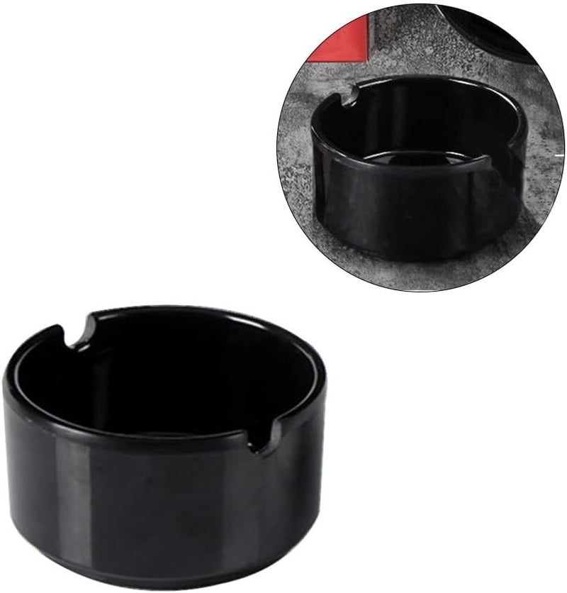 Black Round Heat Resistant Imitation Porcelain Ashtray for Indoor Outdoor Use - Image 2