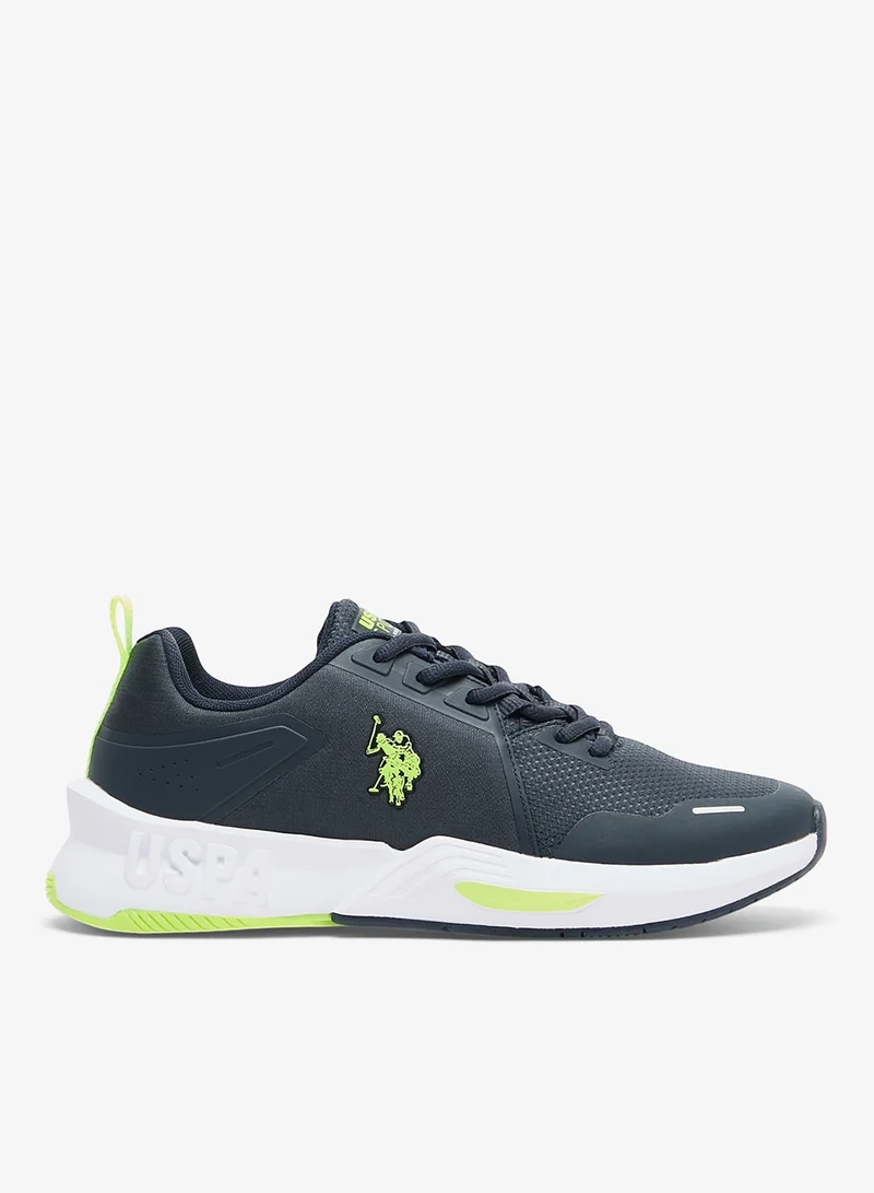 Men's Navy Sneakers - Lightweight with Neon Green Accents, Breathable and Comfortable Shoes