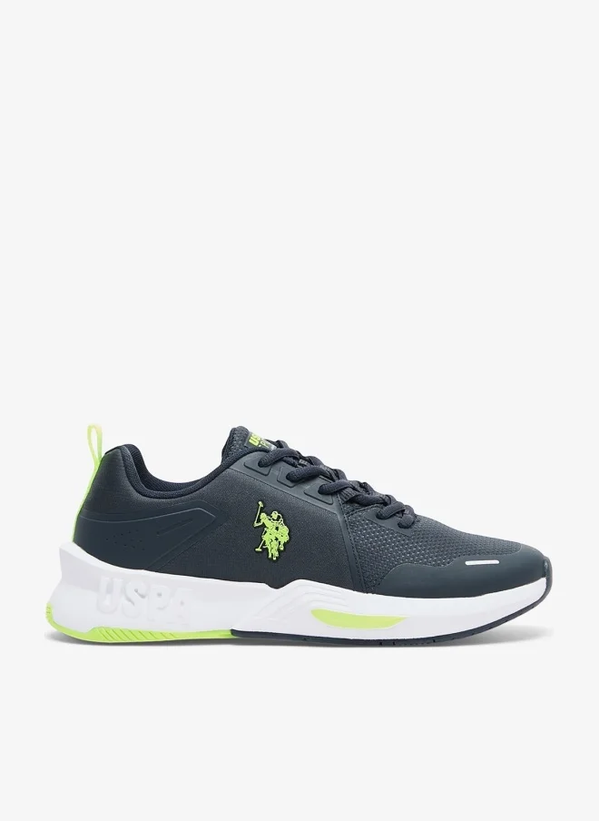 Men's Navy Sneakers - Lightweight with Neon Green Accents, Breathable and Comfortable Shoes