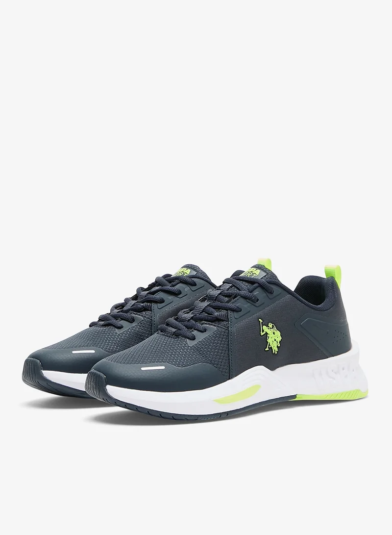 U.S. Polo Assn. Navy/Neon Yellow Men's Navy Sneakers - Lightweight with Neon Green Accents, Breathable and Comfortable Shoes for Men | Best Price UAE