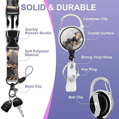 Toykee ID Badge Holder with Lanyard and Retractable Badge Reel Clip, Marble Pattern Card Name Tag Lanyard Vertical ID Protector Bage Clips for Nurse Nursing Doctor Teacher Student Grey - Image 4