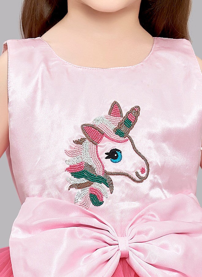 PinkChick Pink Satin Maxi Dress for Girls - Image 2