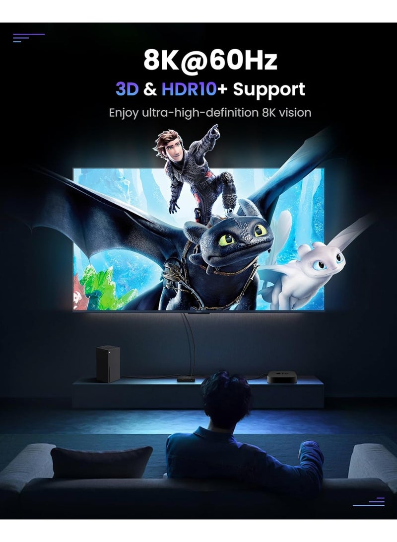 avedio links 8K@60Hz HDMI 2.1 Switch 4K@120Hz Bi-Directional 2 in 1 Out HDMI Splitter Switcher with Remote 48Gbps Ultra HD (black) - Image 2