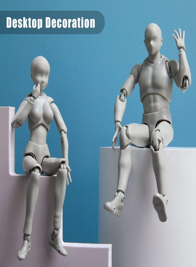 Yookeer Body Set, Drawing Action Figures Female and Male PVC Drawing Doll Human Model Figure with Joints for Artists(Gray) - Image 4