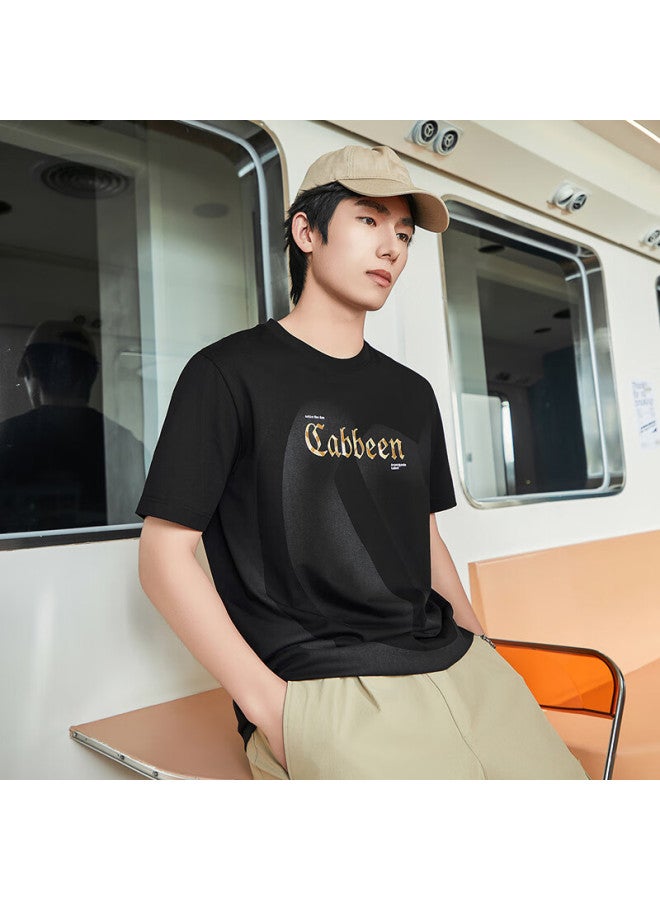 Cabbeen Cooling Sensation Suolona T-shirt, Summer High-frequency Iron-on Logo Tie-dye, Coal Black 01, Size 50 - Image 1