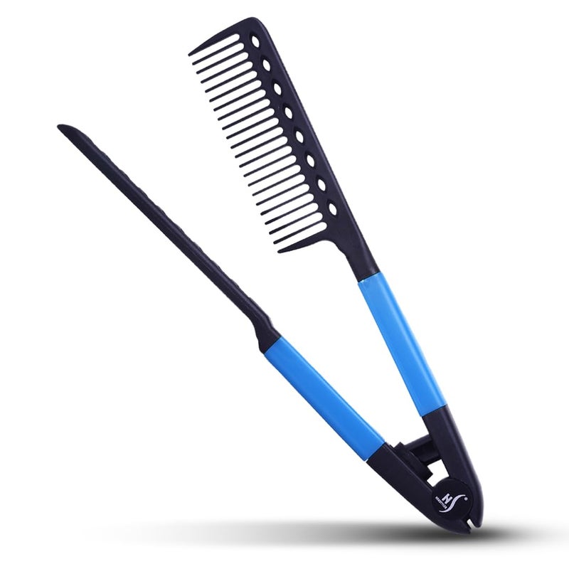 Herstyler Hair Straightening Comb - Straightener Comb for Flat Iron - Makes Styling Easy - Get Straight Hair in Minutes (Blue) - Image 1