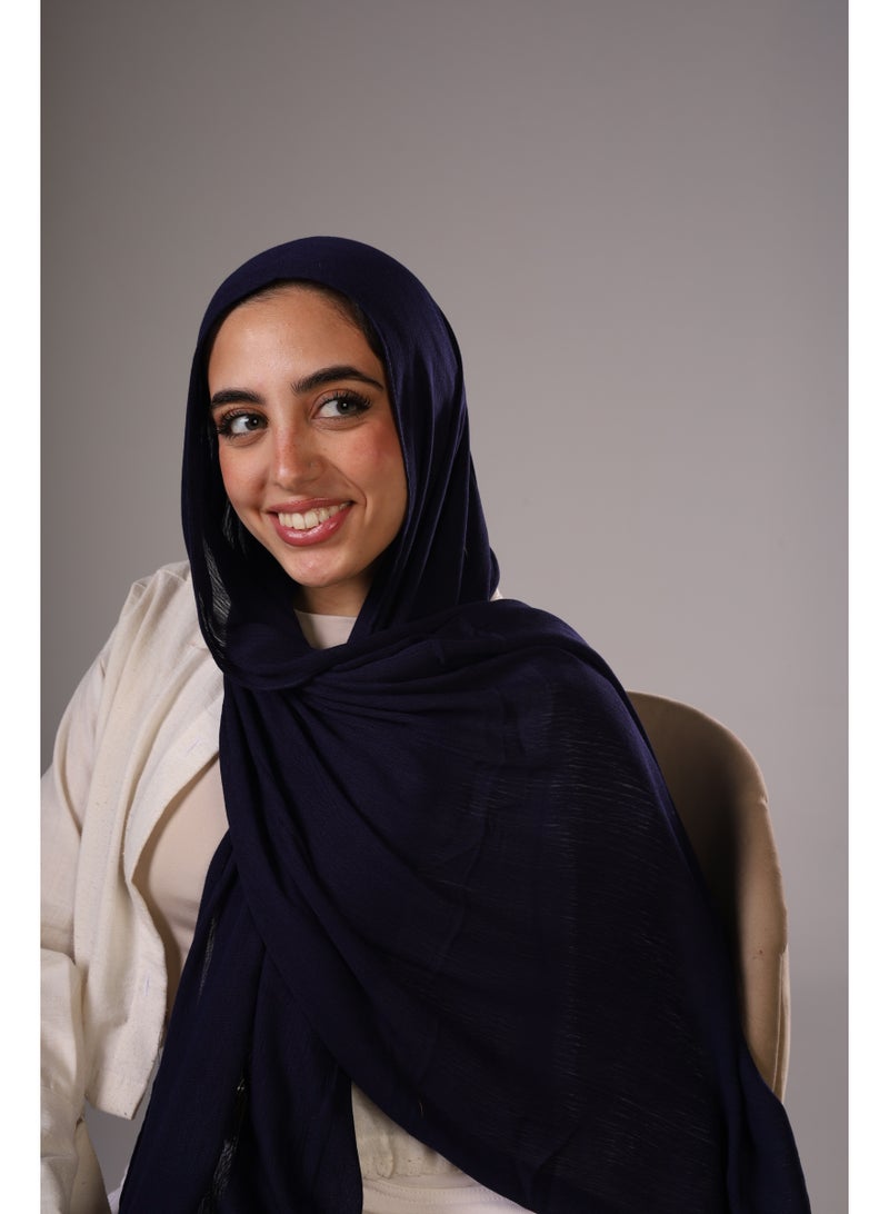 Lavezzi Cotton Sponge Modal Hijab for Women – Soft Breathable Head Scarf – Elegant Modest Fashion Head Wrap (Navy) - Image 2