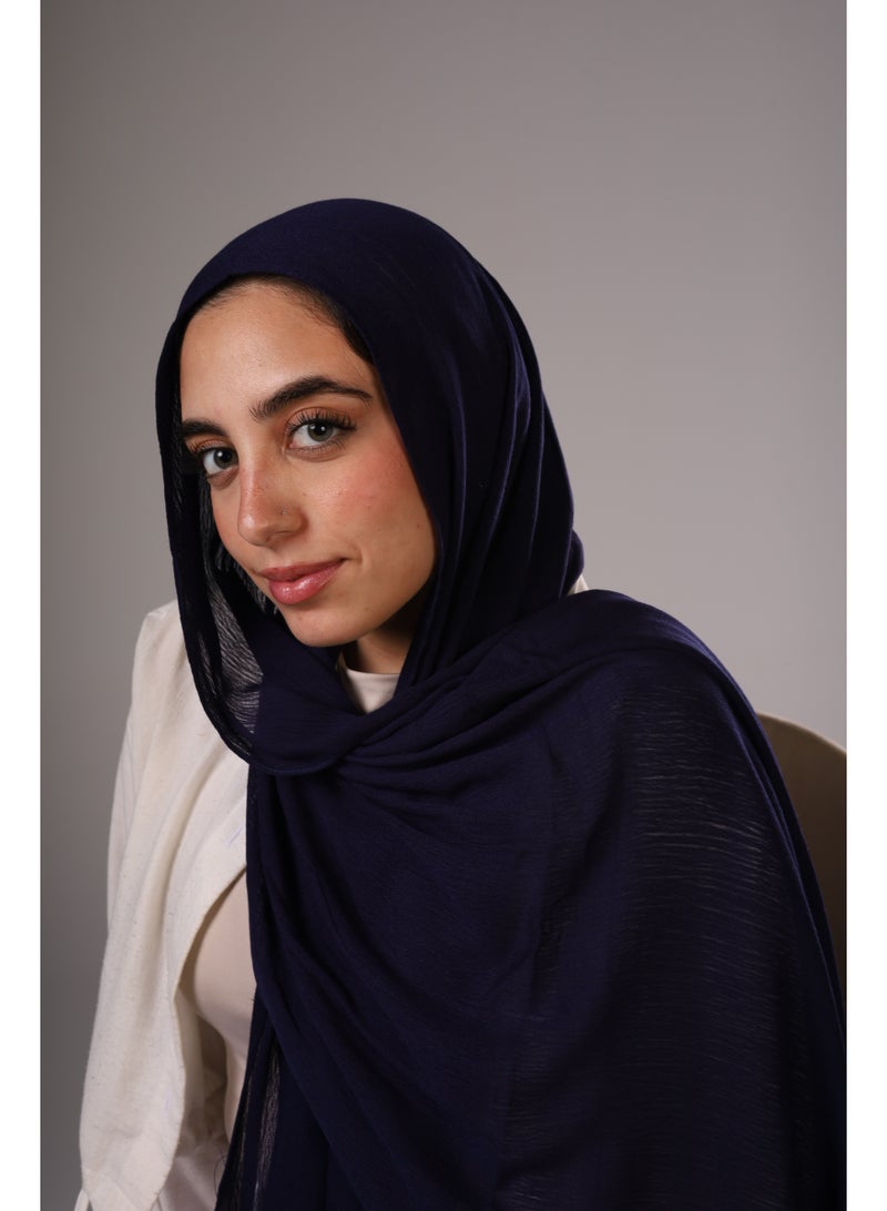 Lavezzi Cotton Sponge Modal Hijab for Women – Soft Breathable Head Scarf – Elegant Modest Fashion Head Wrap (Navy) - Image 3
