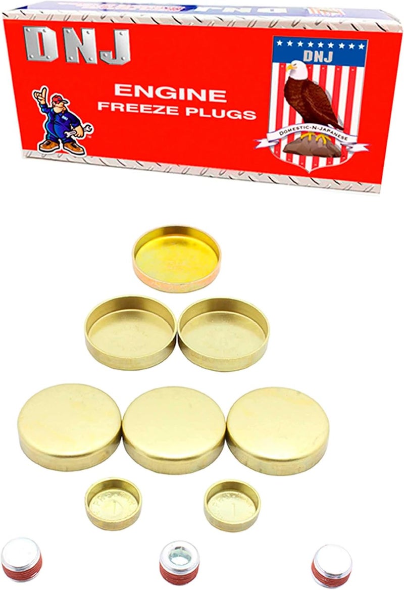 DNJ Brass Freeze Plug Set FPS1120 for Jeep/Wrangler, Grand Cherokee, Cherokee, Comanche, Wagoneer 4.0L L6 OHV (1987-2006) - Image 1