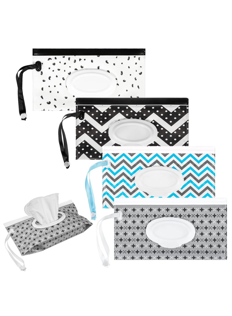 CMGTYYD 4 Pack Wet Wipe Pouch, Extra Large 10" x 6" Reusable Baby Wipe Case Refillable Wipes Dispenser Travel Container Wipes Bag Wet Wipe Dispenser for Baby and Adult  - Image 1